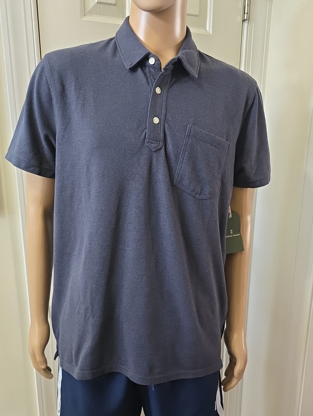 MUTUAL WEAVE BRAND MEN'S BLUE SHORT SLEEVES POLO SHIRT SIZE LARGE